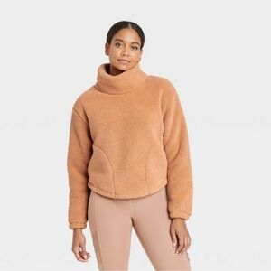 Women's Cozy Cowl Neck Pullover Sweatshirt - All in Motion Camel Small